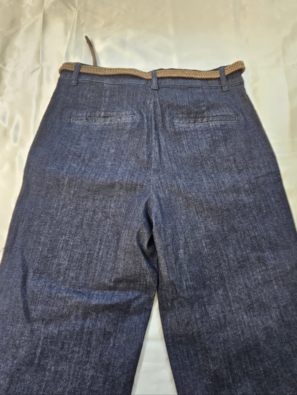 Zara NWT Braided Belt Chino Denim Pants, Size 4. - Picture 6 of 8